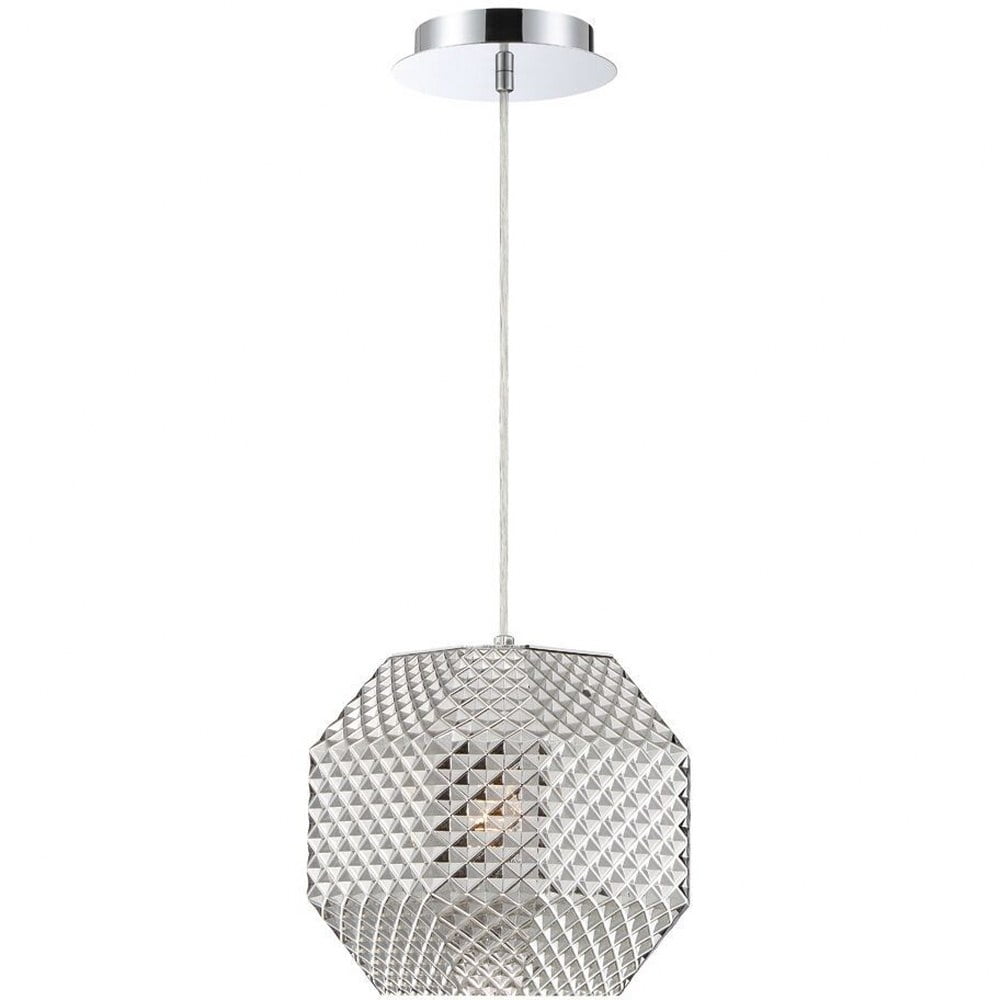 Catalda Chrome Glass 1-Light Pendant with Smoke Shade