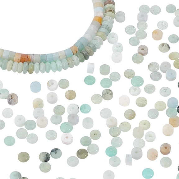 342pcs Natural Stone Spacer Beads 2 Strandsite Stone Beads Flat Round Semi Gemstone Loose Disk Spacer Beads for Beading Bracelet Earrings Necklace Jewelry Making 4mm