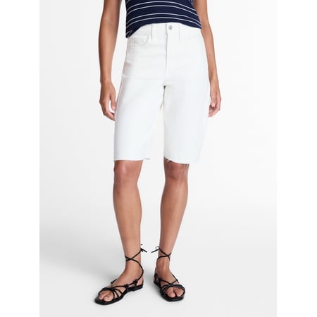 Time and Tru Women's Barrel Bermuda Shorts, Vivid White, Sizes 0-20