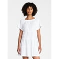 thumbnail image 1 of Time and Tru Women's Tiered Cotton Mini Dress with Flutter Sleeves, Sizes XS-XXXL, 1 of 6