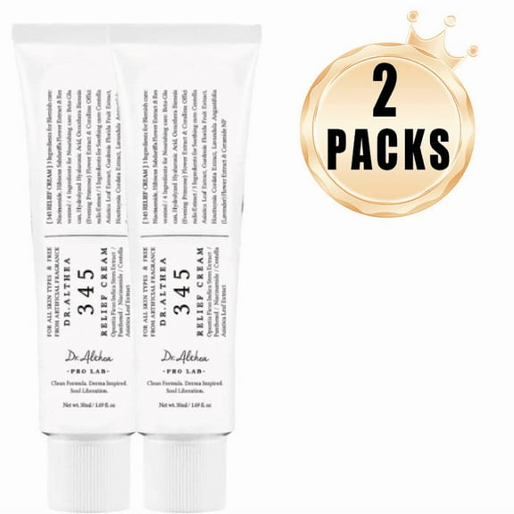 345 Relief Cream Daily Facial Moisturizer, 50ml Vegan Korean Skincare for All Skin Types, Blemish Relief & Soothing Recovery, Face Moisturizing Cream Makeup Organizers，2Pack