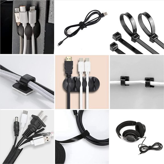 346 Pcs Cable Management Organizer Kit, Adhesive Cable Clips Holder,Cable Ties,Adhesive Wall Cable Tie,Fasten Cable Ties