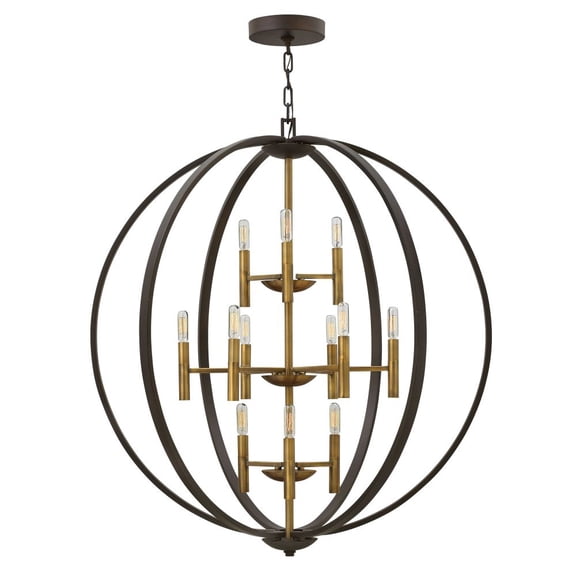3469SB Hinkley Lighting Euclid - 12 Light Large 3-Tier Orb Foyer in Transitional-Modern Style - 36 Inches Wide by 41 Inches High-Spanish Bronze Finish