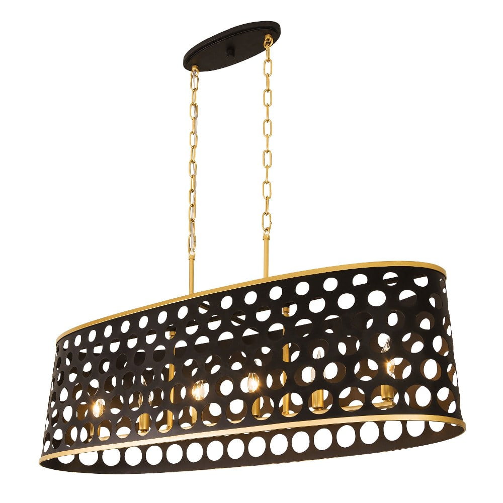 Bailey 6-Light Linear Pendant in Matte Black and French Gold