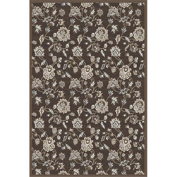 3475-0044-BROWN Pisa Round Brown Traditional Turkey Area Rug, 5 ft. 3 in.