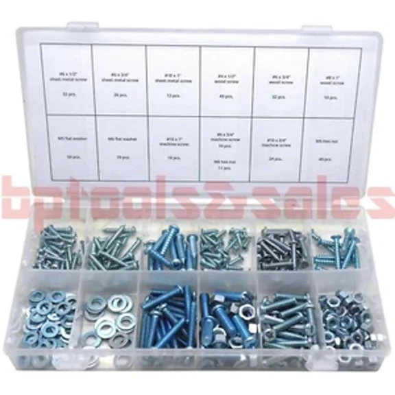 347Pc Sae Nut And Bolt Assortment Sheet Metal Machine Screw Hardware Kit