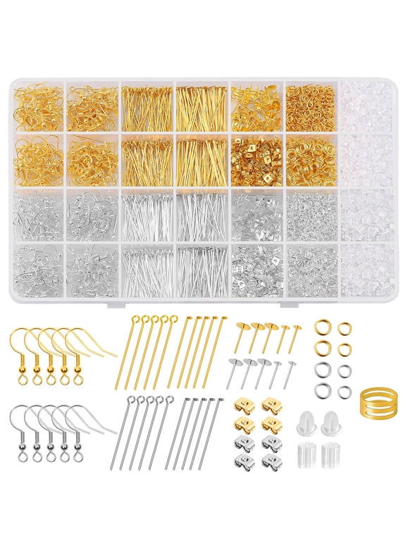 3480Pcs Earring Making Supplies Kit with Earring Hooks, Earring Pins, Jump Rings, Earring Backs, Posts and Earring Making Findings for Jewelry Making Supplies and Earring Repair, Gift for Women