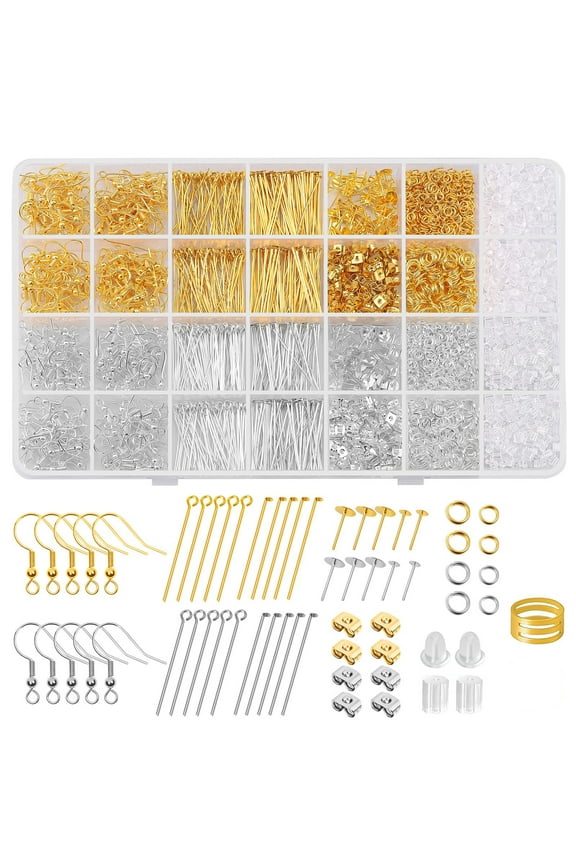 3480Pcs Earring Making Supplies Kit with Earring Hooks, Earring Pins, Jump Rings, Earring Backs, Posts and Earring Making Findings for Jewelry Making Supplies and Earring Repair, Gift for Women