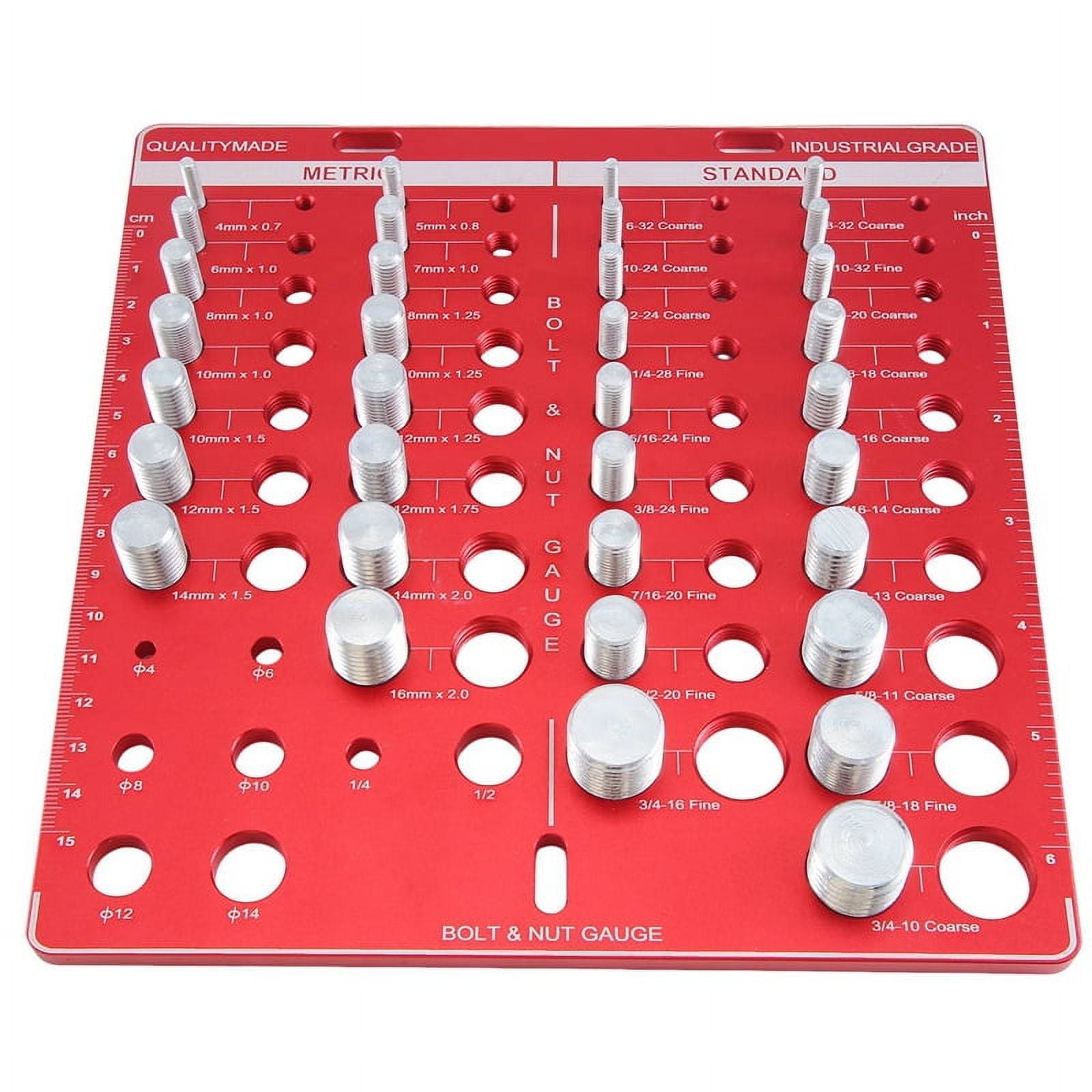 34Hole Nut and Bolt ,,Bolt Size and Thread Gauge Identifier,Ruler with ...