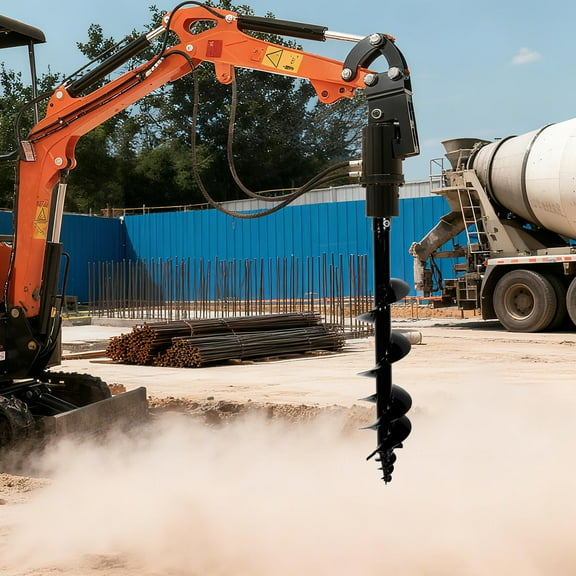 34In Mini Excavator Auger Drill Rod, 8In/200mm Heavy-Duty Replacement Auger Bit, Excavator Drilling Attachment for Garden Hole Digging