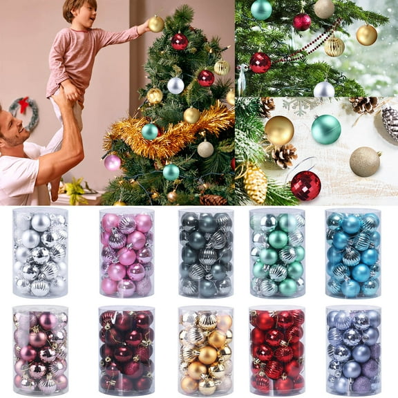34PC Christmas Ornaments 40mm/1.57" Christmas Ball Ornaments Shatterproof Balls Shatterproof Plastic Christmas Bulbs, Hanging Decorations for Xmas Tree, Holiday, Wedding, Party