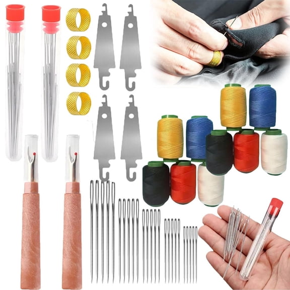 34PCS Big Eye Steel Needles Set, Stainless Steel Needle Hand Sharp Large Tool Cross Stitch Knitting Darning Yarn Long Thin Handmade Quilting Sewing Needles Kit for DIY Sewing Projects