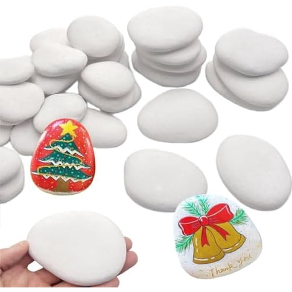 34PCS White Rocks for Painting, Flat DIY Painting Stone, Small & Medium Smooth Rocks for Crafts, Arts,Decoration, Kindness Rock Hand Picked.