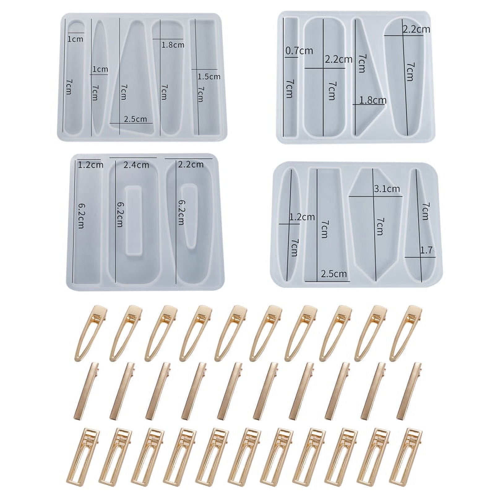 34PCs Women DIY Barrette Silicone Mold Resin Molds DIY Hair Pin Casting