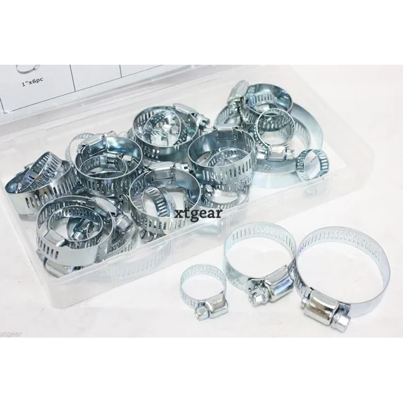 34Pc Hose Clamp Assortment Fuel Line Radiator Clamps Worm Gear Hose Pipe Kit