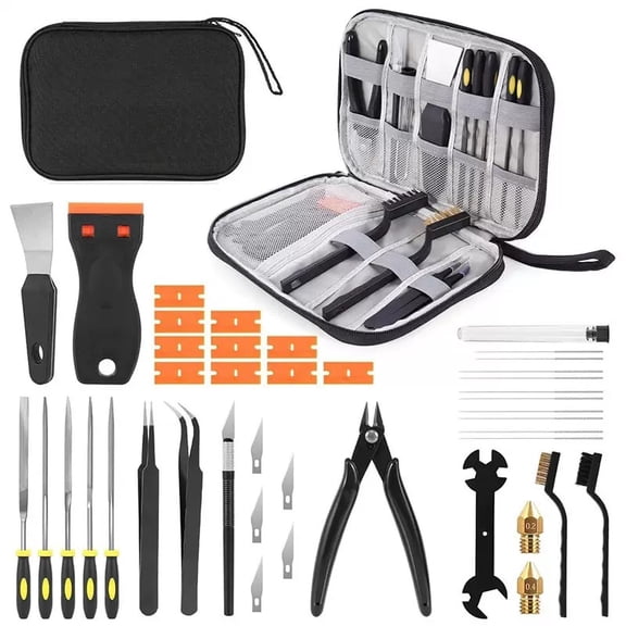 34Pcs 3D Printer Tools Kit, Universal FDM SLA 3D Printer Accessories Set with Nozzle Cleaner, Scrapers, Files, Brush, Wire Cutter, Engraving Knife