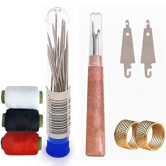 34Pcs Big Eye Sewing Needles Set, Hand Needles for Clothes Quilting Embroidery, Easy Thread Needle Kit Case Elderly Crafting 