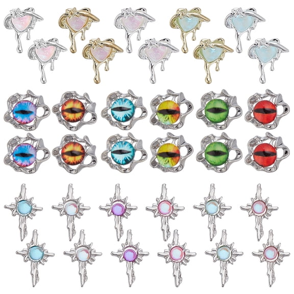 34Pcs Eye Nail Charms 17 Styles Nail Charms 3D Nails Eyeball Charm Alloy Nails Art Decoration 3D Animal Eyeball Decoration