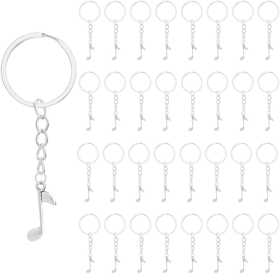 34Pcs Musical Note Keychains Music Symbol Keychains G Clef Key Ring ...