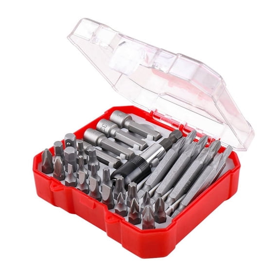 34Pcs Ratchet Screwdriver Batch Combination Plum Triangle Special-Shaped Screwdriver Home Set Box,1 * Ratchet screwdriver bit combination set,Silver