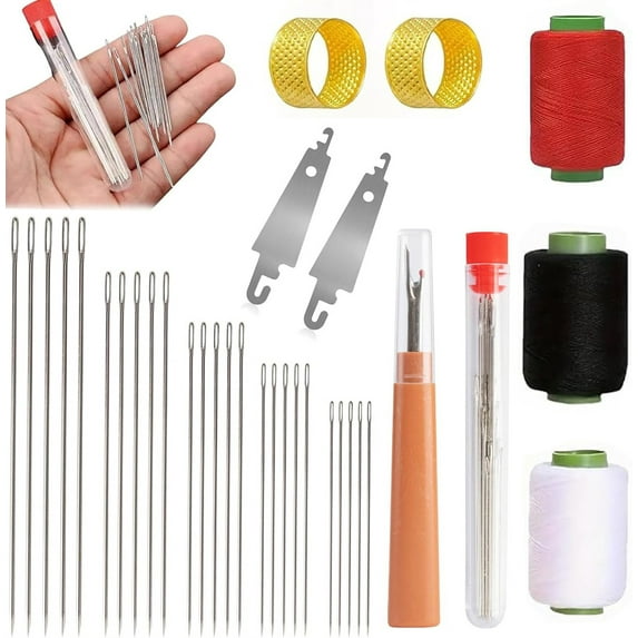 34Pcs Sewing Tool Set for Hand Sewing,TGY Big Eye Steel Sewing Needles Kit,Portable Hand Sewing Set,Portable DIY Craft Kit,Stainless Steel Needles for Beginners and Everyday Use