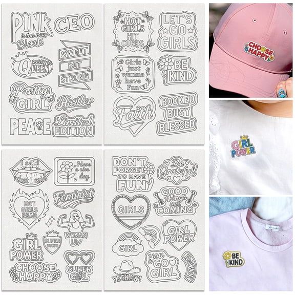 34Pcs Woman Power Phrases Water Soluble Hand Sewing Stabilizers 8.3"x11.7" Choose Happy Embroidery Pattern Stabilizer 4 Sheets Be Kind Stick