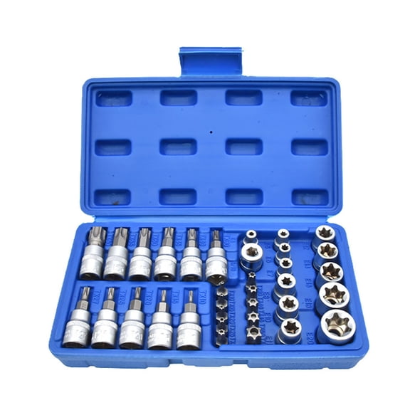 34Piece Star Socket and Bit Set Male/Female Electronic Safety Drill Driver Handheld Tool for Automotive Repair Home Use