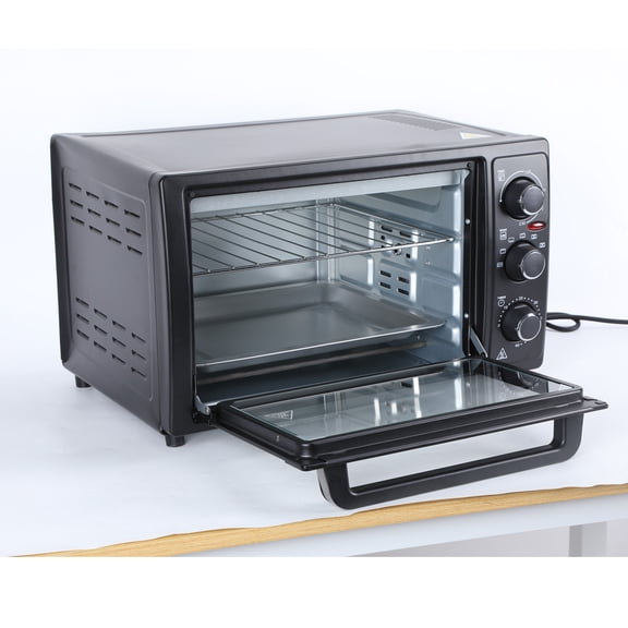 34QT/32L Kitchen Convection Oven, 1500W, Multi-Functional Countertop Toaster Oven with 60-Min Timer, Crispy Roast, Dehydrate, Rotisserie, 6 Accessories Included, Black