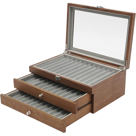 34Slots Walnut Wood Fountain, Pen Display Case Holder, Pen Display Box for Storage Pen Pen Collection Display Case for Shop, Home