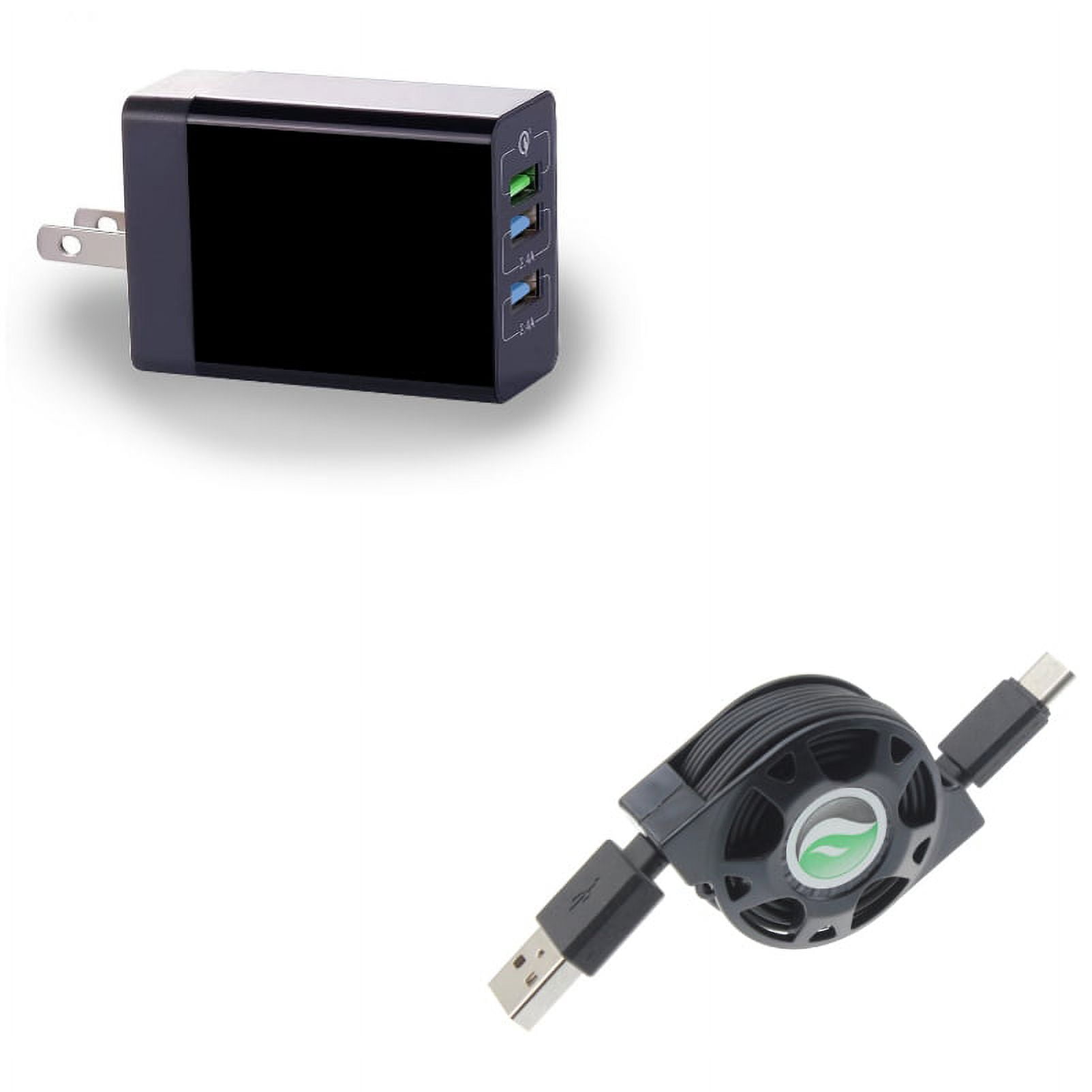 34W Home Charger w Retractable USB Cable A1J for Blackberry Key2 LE - BLU G9, Vivo XI Plus 5 - CAT S61 S48c - Coolpad Legacy - Essential Phone (PH-1) - Google Pixel XL 3a XL 3 XL 2 XL
