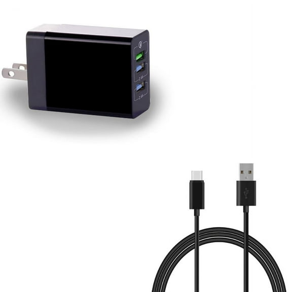 34W Home Charger w Type-C 6ft USB Cable R4D for BLU G9, Vivo XI Plus 5 - CAT S61 S48c - Coolpad Legacy - Essential Phone (PH-1) - Google Pixel XL 3a XL 3 XL 2 XL Slate 12.3 - HTC Bolt, U11, 10