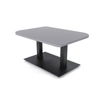 34X45" Small Duo Shaped Coffee Table With Square Metal Base