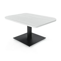 34X45" Small Duo Shaped Coffee Table With Square Metal Base