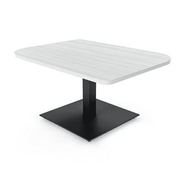 34X45" Small Duo Shaped Coffee Table With Square Metal Base