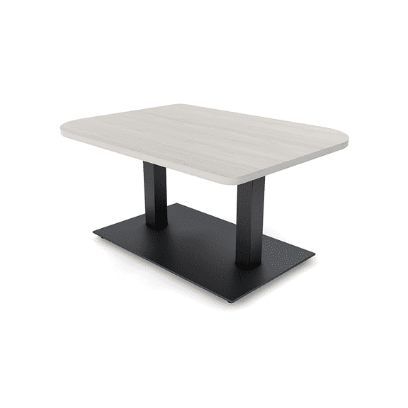 34X45" Small Duo Shaped Coffee Table With Square Metal Base