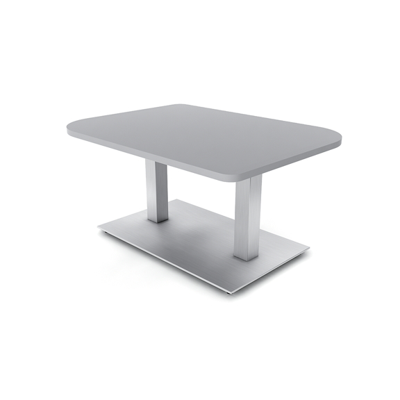 34X45" Small Duo Shaped Coffee Table With Square Metal Base