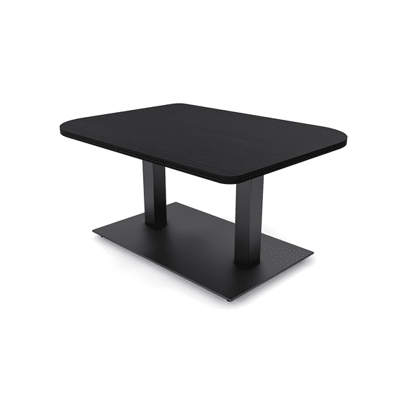 34X45" Small Duo Shaped Coffee Table With Square Metal Base