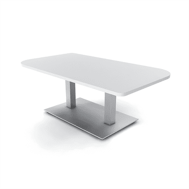 34X70" Small Duo Shaped Coffee Table With Square Metal Base