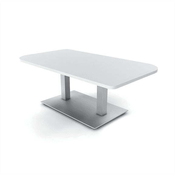 34X70" Small Duo Shaped Coffee Table With Square Metal Base