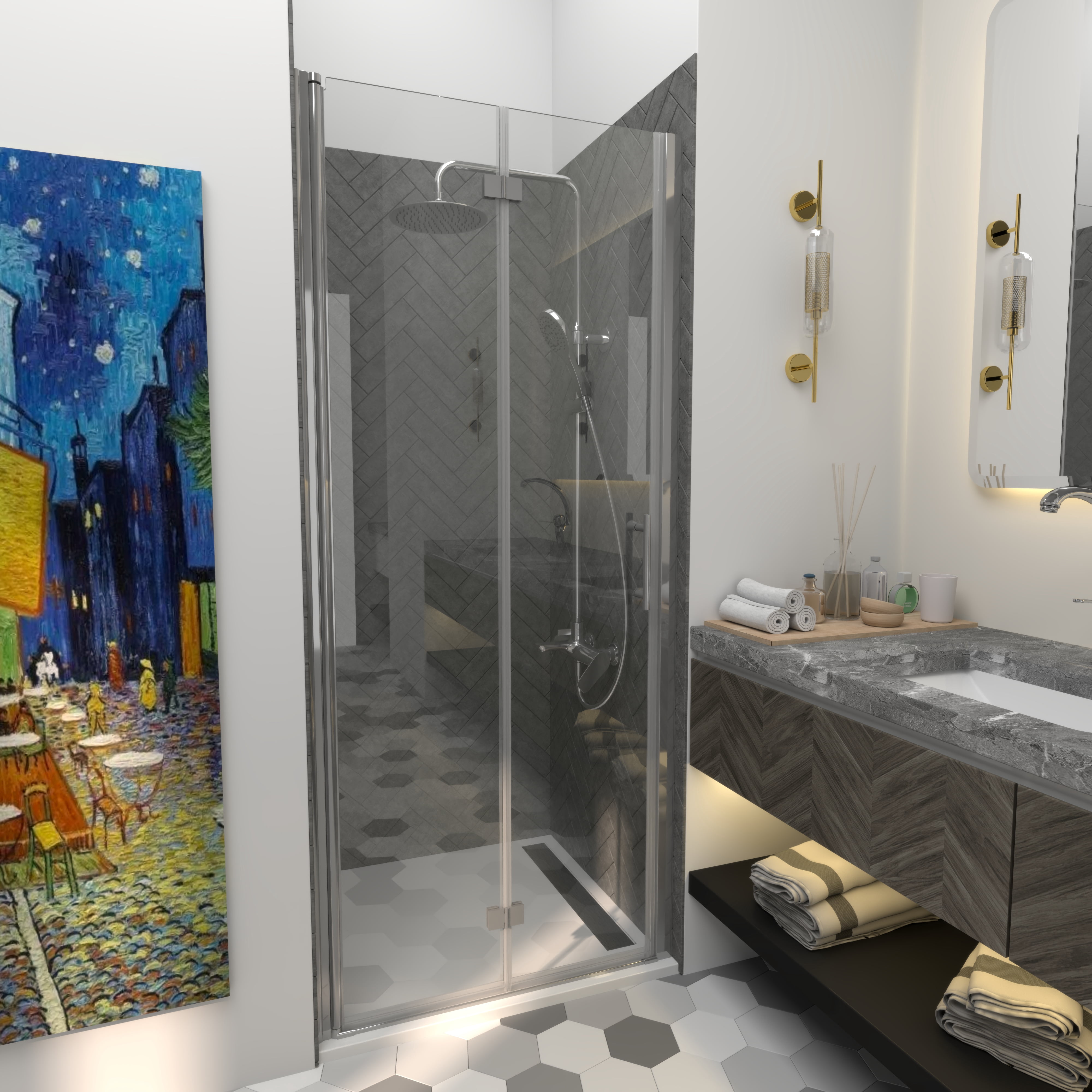 1/4 Inch Tempered Glass 36" Frameless Bifold Shower Door, 72" Height, 1/4" Tempered Glass, Matte Black Finish - Adjustable For Easy Installation Frameless Shower Door