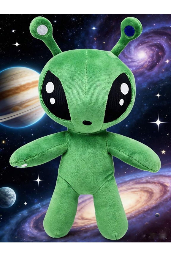 34cm/13.39in Alien Stuffed Animals Plush Toys Green Large Eyed Alien Anime Plushies Soft Alien Creative Gifts Birthday Party Home Room Decor Christmas Halloween