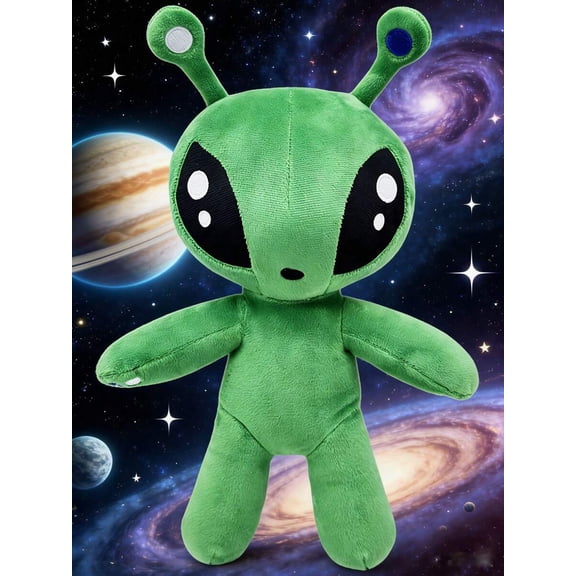 34cm/13.39in Alien Stuffed Animals Plush Toys Green Large Eyed Alien Anime Plushies Soft Alien Creative Gifts Birthday Party Home Room Decor Christmas Halloween