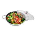 thumbnail image 1 of 34cm/13.5 Inch Stainless Steel Wok with Lid, Double Handle Hybrid Induction Frying Pan, Round Cooking Pan Compatible with Induction Cooker, Electric Ceramic Stove and Electric Stove, 1 of 10