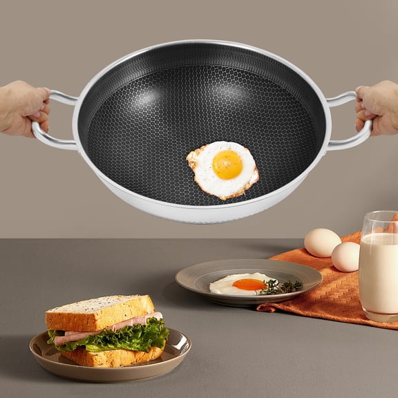 34cm Cooking Pan, Stainless Steel Pan, Frying Pan With Lid