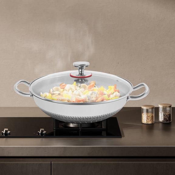 34cm Frying Pan, Stainless Steel Pan, Cooking Pan With Lid