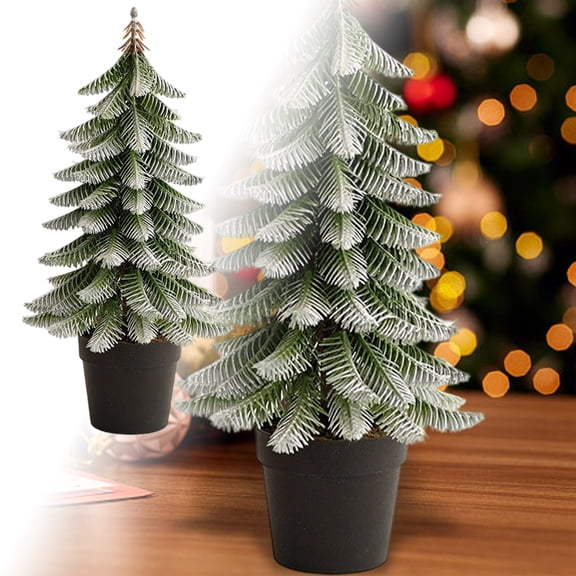 34cm Green Potted Sapling for Desk Holiday Display Decoration Black PE Mini Plant