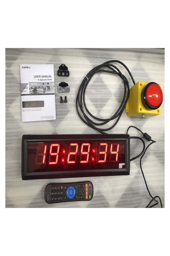 34cm Led Countdown Clock Stopwatch, With Button 2m Cable Button Reset, Remote Control School Rush Answer Game Timer