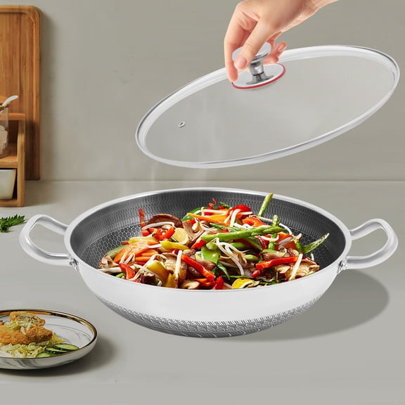 34cm Stainless Steel Pan, Cooking Pan, Frying Pan With Lid