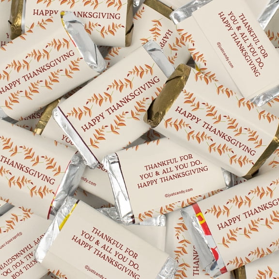 34ct Happy Thanksgiving Assorted Wrapped Hersheys Chocolate Miniatures - Autumn (10oz Bag)