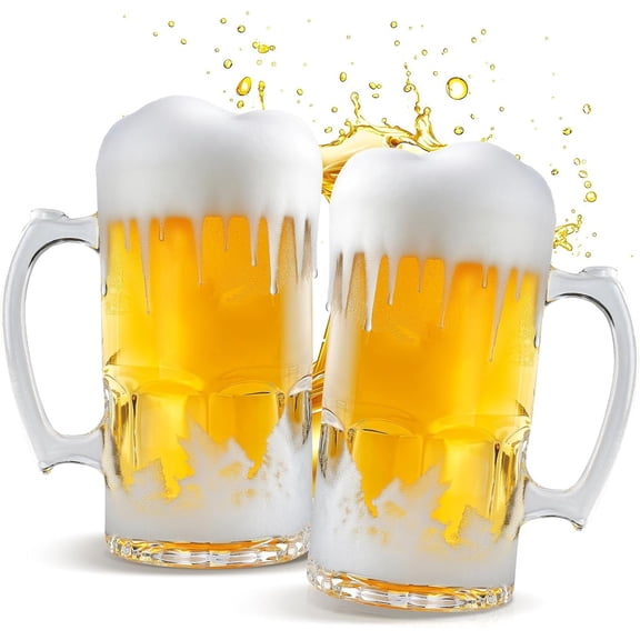 34fl.oz/1L Large Heavy Glass  Mug Set of 2 with Handle